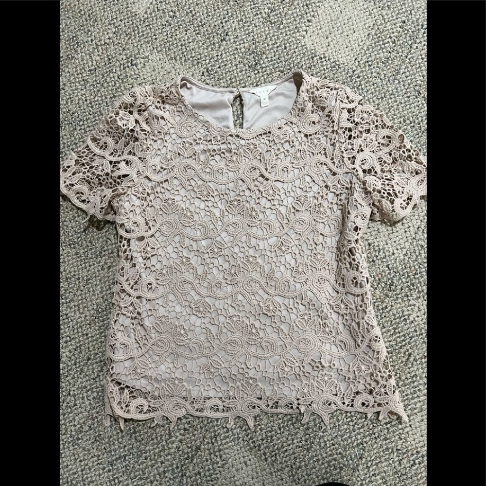 Embellished Cream Short Sleeve Blouse